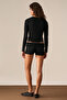 Evolve Women's Soft and Flexible Fabric Folded Waist Short Black Shorts - 5