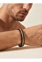 Herringbone Steel Chain and Leather Men's Masculine Gift Bracelet 01879 - 2