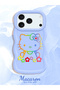 iPhone 17/18 Pro Max Compatible Case with Camera Protector Blue Silicone Couple Phone Case Kitty Pattern - 2