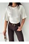 Women's Drawstring Detailed Crop T-Shirt – Short Sleeve Basic Blouse - 2