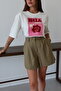 Khaki Linen Shorts - 2Y1665 - 2