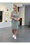 Women's Short Sleeve Collared Viscose Two Thread Dress - 2