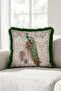 Peacock Patterned Stylish Vintage Fringed Pillowcase - Elegant Bird Beige Gray Tassel Throw Pillow Cover - 5