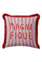 Striped Typographic Stylish Fringed Pillowcase - Retro Slogan Bohemian Cream Burgundy Tassel Throw Pillow Cover - 6