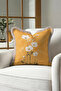 Floral Patterned Yellow Elegant Fringed Pillowcase - Botanical White Mustard Cream Tassel Throw Pillow Cover - 3