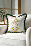 Tropical Palm Bird Exotic Fringe Pillowcase - Paradise Garden Green Tassel Throw Pillow Cover - 2