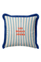 Striped Les Beaux Jours Fringe Pillowcase - Marine Retro Blue Navy Tassel Throw Pillow Cover - 4