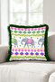 Bohemian Elephant Pattern Exotic Ethnic Fringed Pillowcase-Lotus Gray Green Black Tassel Throw Pillow Cover - 7