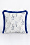 Blue Floral Botanical Elegant Fringed Pillowcase - Floral Garden Navy Blue Tassel Throw Pillow Cover - 5
