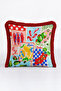 Mediterranean Vegetable Fruit Collage Fringed Pillowcase - Retro Gourmet Eclectic Burgundy Tassel Throw Pillow Cover - 4