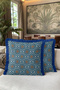 Çini Authentic Geometric Fringed Pillowcase - Mosaic Ethnic Turquoise Navy Blue Tassel Throw Pillow Cover - 3
