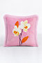 Elegant Orchid Floral Pattern Fringed Pillowcase - Botanika Bohemian Ecru Cream Tassel Throw Pillow Cover - 7