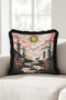 Japanese Landscape Decorative Sunny Mountain Fringed Pillowcase - Far East Black Tassel Throw Pillow Cover - 4
