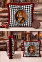Cat Portrait Baroque Fringed Pillowcase - Eclectic Black Burgundy Tassel Throw Pillow Cover with Noble Figures - 5