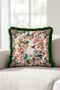 Spring Botanical Fringe Pillowcase with Floral Birds - Romantic Garden Green Gray Tassel Throw Pillow Cover - 6