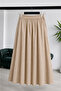 Women's Beige Aerobin Skirt with Elastic Waist and Pockets