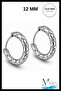 12mm Geometric Carved Pattern Premium Steel Hoop Earrings Unisex Silver Color