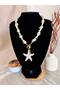 Women's Stainless Steel Sea Star Pendant Baroque Pearl Detailled Summer Necklace - 2
