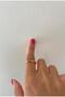 Special Design Mini Stone Ellipse Model Adjustable Steel Gold Ring - 3