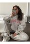Brooklyn USA Tracksuit - Gray Printed Suit Jogger Sweatshirt Rubber Leg Hooded
