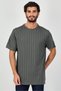 Men Crew Neck Short Sleeve Textured T-Shirt, Dark Grey