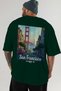 San Francisco Usa Green Oversize Country City Back Printed Unisex T-Shirt 100% Cotton Premium - 6