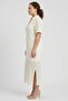 Women Textured Midi Dress, Ivory - 3