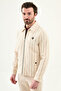 Striped Slim Fit Shirt Collar Side Pocket Men's Coat Beige - 39662.26Y - 5