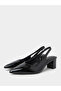 Black Pointed Toe Slingback Court Shoes - 2