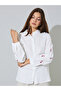 White Embroidered Button Front Blouse - 3