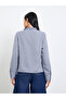 Blue Gingham Ruffled Long Sleeve Blouse - 4