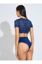 Floral Lace Plunge Neck Crop Top And Full Brief Set - 5