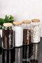 4-Piece Glass Jar Set 1300 ml Bamboo Lid Tea Sugar Coffee Salt Glass Storage Container with Labels - 2