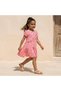 Round Neck Short Sleeves Knee Length A-line Dress with Floral Print