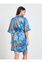 Blue Leopard Print Satin Robe - 4