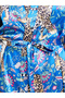 Blue Leopard Print Satin Robe - 3