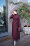 Burgundy Stone Detailed Waist Tie Dress