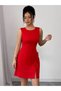 Women's Strappy Round Neck Slit Short Atlas Dress with Bow Detail - 2
