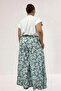 69010 Plus Size Mango Trouser Skirt with Elastic Waist - Leaf Pattern Nefti - 5