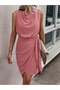 Women's Off-The-Shoulder Degaje Collar Cross Detail Side Tie Short Aerobin Dress