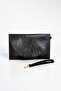 Women's Black Wrinkled Shiny Leather Look Elegant Envelope Model, Medium Size Portfolio Clutch Bag with Wrist Strap (30Cmx19Cm) - 3