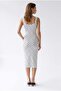 2177 Women's Polka Dot Square Neck Strap Midi Dress White - 5
