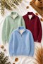 Men's 3-Piece Thessaloniki Knitted Half-Zip Knitwear Sweater Winter Thick Textured Stand Collar Premium