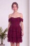 Women's Corset-Look Layered Skirted Lace Mini Dress Brown, Aqua Green, Ecru, Black, Burgundy - 7