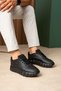 Lace-Up Men's Shoes Sneakers Black (Black Sole) - 2