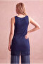 Maternity Navy Blue Cotton Crew Neck Sleeveless Lace Detailed Long Undershirt Madison - 4