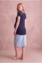 Maternity Navy Blue Viscose V-Neck Short Sleeve Blouse with Collar and Back Lace Detail Quinn - 4