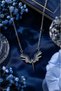 Mikail Angel Blue Stone Steel Necklace (Silver Color)