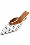 Ozy Women's Pointed Toe Low Heeled White Polka Dot Heeled Slippers 4cm - 3
