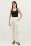 Ecru Linen Blend Pleated Women's Trousers - 2